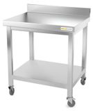 GOLDINOX Plan de travail en acier inoxydable de 500 x 500 mm, monté sur roulettes, qualité PREMIUM