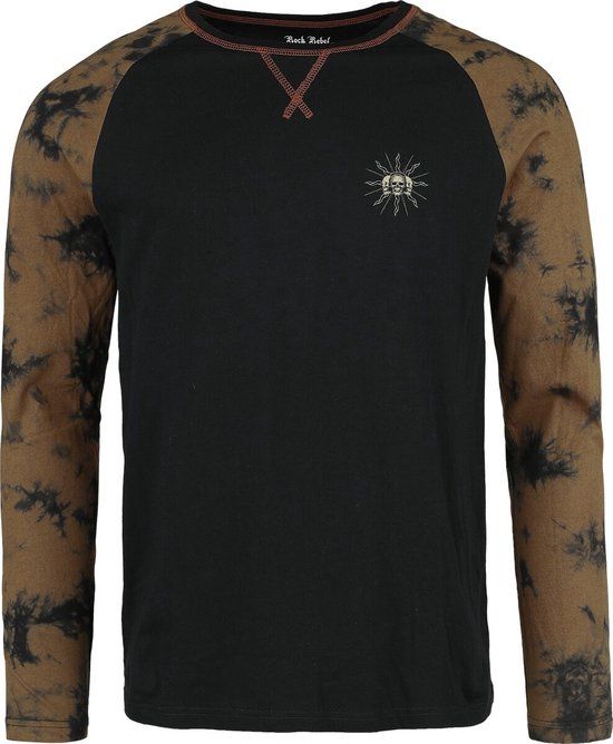 Rock Rebel by EMP zwart/beige shirt met lange mouwen in raglanmodel - Heren - L