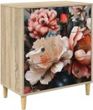vidaXL Borne Commode met pioenrozenprint, licht, 66 x 36,5 x 75 cm, Sonoma