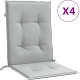 vidaXL Stoelkussens - 4 stuks - Lage rug - 100x50x4 cm - Stof - Lichtgrijs