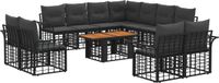 vidaXL Tuinbank Set 12 st Zwart en Donkergrijs poly rattan