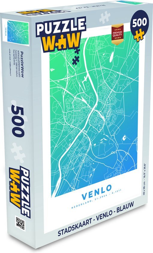 MuchoWow Puzzel Stadskaart - Venlo - Blauw - Legpuzzel - Puzzel 500 stukjes - Plattegrond