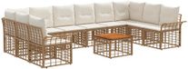vidaXL Ensemble de canapés d'extérieur 11 pièces Naturel et Crème Blanc Polyester