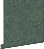 ESTAHome Behang Bloemmotief Donkergroen - 53 cm x 10.05 m