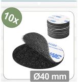 Quadrios 25CA661 Klittenband punten Om vast te plakken Haak- en lusdeel (Ø) 40 mm Zwart 10 stuk(s)