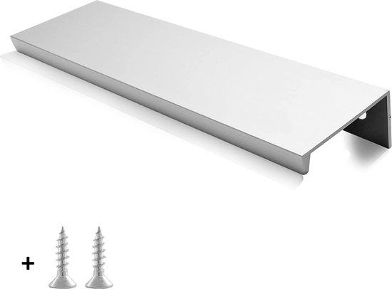 Handgreep plat RVS 10cm - Modern - Metaal - Zilver - Incl. schroeven