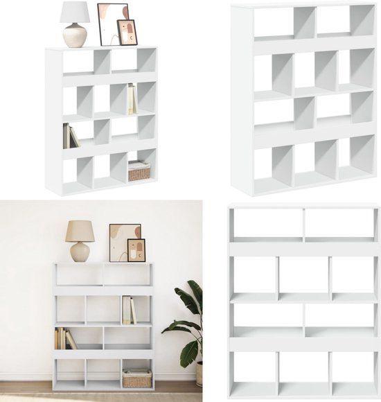 vidaXL Boekenkast - 100x33x125,5 cm - Bewerkt Hout - Wit