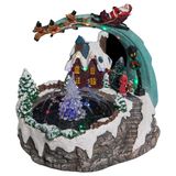 Feeric lights & Christmas Féerie Lights Kerstdorp - kerst tafereel - fontein en slee - met led verlichting - 25 cm
