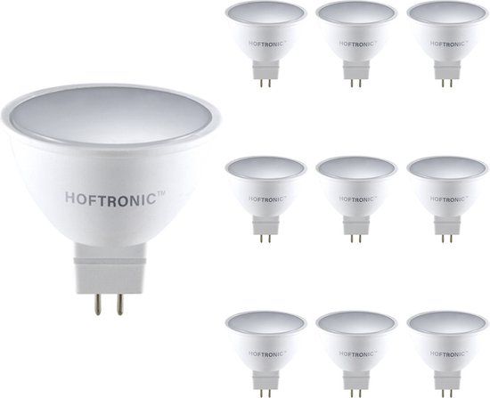 HOFTRONIC Voordeelverpakking 10x GU5.3 LED Spots - 4,3 Watt 400lm - 6500K Daglicht wit licht - MR16