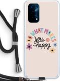 Case Company - Oppo A74 5G Case with Cord - Happy days - Black Cord - Back Cover - TPU