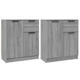 vidaXL Dressoir, 2 stuks, 60x30x70 cm, bewerkt hout, grijs Sonoma eiken