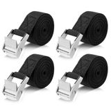 Romon Bevestigingsriemen 2 m, set met 4 ratelriemen met gesp 25 mm, ladingveiligheid, weerstand tot 250 kg, verankeringsriem met sluiting voor motorfiets, fiets, vrachtwagen