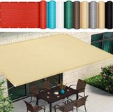 Merkloos / Sans marque Schaduwzeil Vierkant - Zonnedoek Balkon - Terras Beschermen - Ademende Hepe-Stof - 300 x 450 cm - Creme