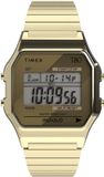Timex T80 Quartz Digitaal Horloge Goudkleurig Kast Gemaakt Van 100% Hars En Een Armband Van 100% Roestvrij Staal 34 TW2R79000VG, TW2R79100VG