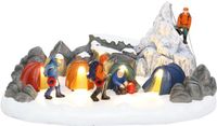 Santaville - Randonneurs sur le sommet de la montagne avec LED Polyrésine 34cm