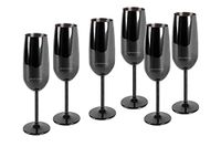 ECHTWERK 6-delige mousserende wijn en champagne glazen set roestvrij staal, zwarte editie, 250 ml, 22,5 x 6,3 cm