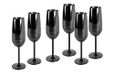 ECHTWERK 6-delige mousserende wijn en champagne glazen set roestvrij staal, zwarte editie, 250 ml, 22,5 x 6,3 cm