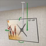 Barkan 97cm lange witte tv-plafondbeugel, 13-65 inch kantelbaar
