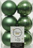 Decoris Kerstballen - 12x st - salie groen - mat en glans - 6 cm - kunststof