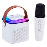 Merkloos / Sans marque Draadloze Karaoke Speaker Mini - Bluetooth Muziekbox met Microfoon en RGB Lichtshow - Party Speaker met 9 Geluidseffecten - Compact en Lichtgewicht - Wit