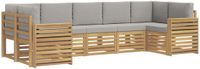 vidaXL Tuinset met 7 zitplaatsen, wit en lichtgrijs, polyester