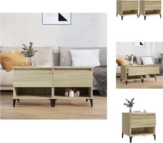 vidaXL Bijzettafels 2 stuks 50x46x50 cm Bewerkt Hout Sonoma Eikenkleurig