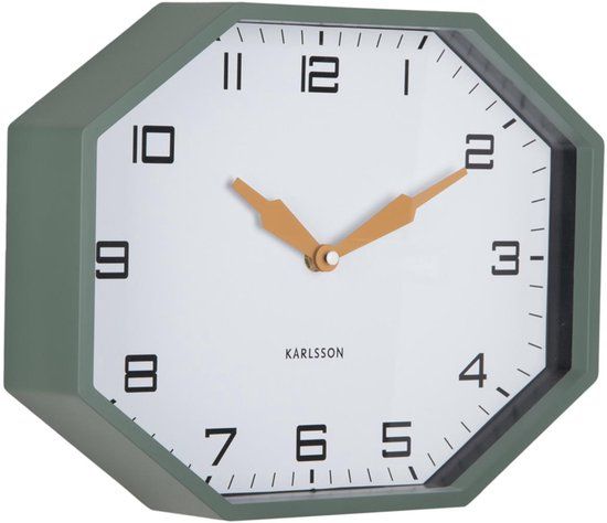 Karlsson Wandklok Modern Factory Octagon - Groen - 32x32x26cm