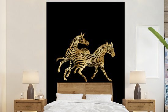 Nr1Wallpaper Behang - Fotobehang Zebra - Vintage - Goud - Afrika - Breedte 155 cm x hoogte 240 cm