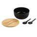 Kesper Saladekommenset, incl. slabestek, kunststof (PP), bamboe, D 24 x H 13 cm, zwart, bruin - 58470
