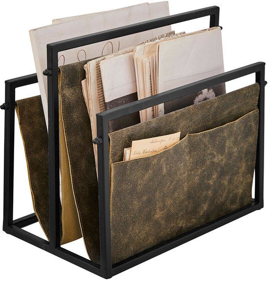 Loberon Tijdschriftenhouder Larkwoods antiekzwart/bruin