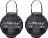Koopman International Set de 2x pièces lanternes solaires rondes noires 24 cm