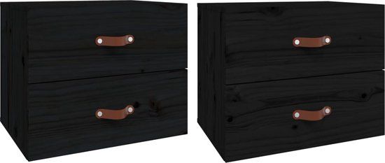 vidaXL Nachtkastjes 2 stuks wandgemonteerd 50x36x40 cm zwart