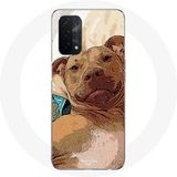 Maniacase Hoesje voor Oppo A74 5G American Pit Bull Terrier Brown
