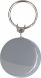 Merkloos Sleutelhanger oprolbaar nikkel met stalen ketting 58cm rond 51mm en verende riemklem
