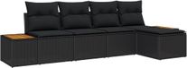 vidaXL Banc de jardin 5 pièces noir polyrattan