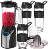 Camry CR4086 Blender Crusher Citrus Sapper Koelpakket 14 Elementen Zwart 1300W RVS 1.2L IJscrushfunctie