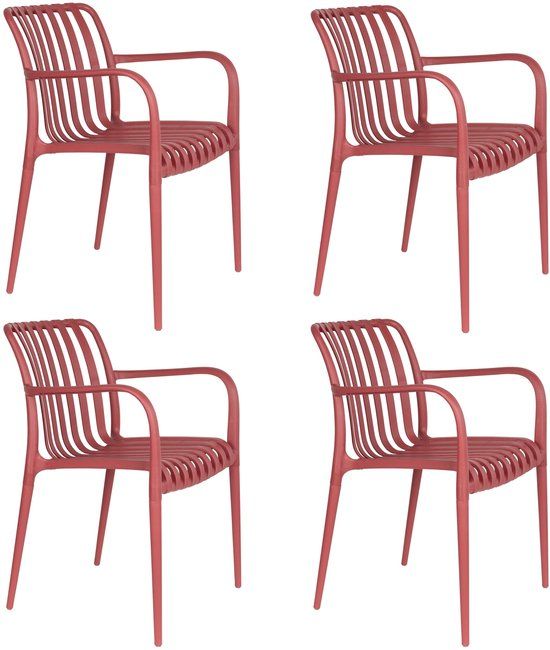 Housecraft Living Amae Tuinstoel Armleuning Kunststof Rood - Set van 4