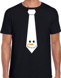 Bellatio Decorations Kerst t-shirt sneeuwpop - Heren - Zwart - L