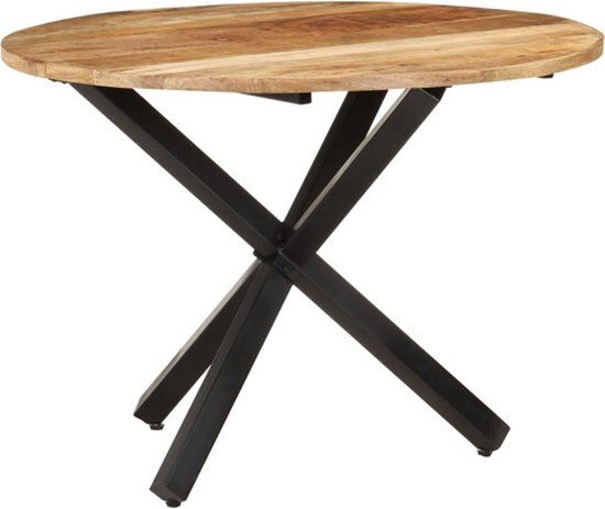 vidaXL Eettafel rond 100x100x75 cm ruw mangohout