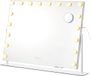 SONGMICS Make-upspiegel met verlichting, 18 ledlampen, oplaadpoorten, touch-bediening, 3 lichtkleuren, dimbaar, telefoonhouder 80 x 60 cm, wit