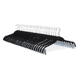 Amazon Basics Rokhangers, gevlokt, met clips, 24 stuks, zwart