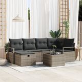 vidaXL Tuinbank - Set - 7 - st - Grijs - poly - rattan