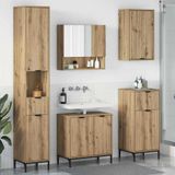 Maison Exclusive - Ensemble de meubles de salle de bain, 4 pièces. Structure en bois stratifié imitation chêne artisanal, métal