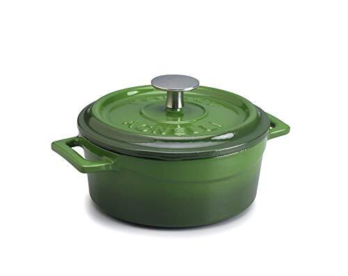 Pentole Agnelli COGHSRP10414G kookgerei Slowcook braadpan van gietijzer, 14 cm, 0,8 l, groen