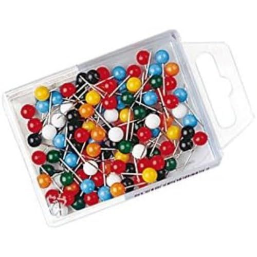 Wedo 56100 spelden met ronde kop, lengte van de spelden 16 mm, kopdiameter 6 mm, verschillende kleuren, 100 stuks
