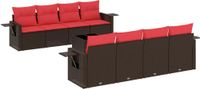 vidaXL 9-delige tuinbankset met kussens, bruin, polyrotan