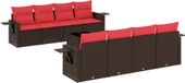 vidaXL Ensemble de banc de jardin 9 pièces avec coussins, marron, polyrotin