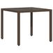 VidaXL Tuintafel met glazen blad, bruin, 90x90x75 cm, polyrotan