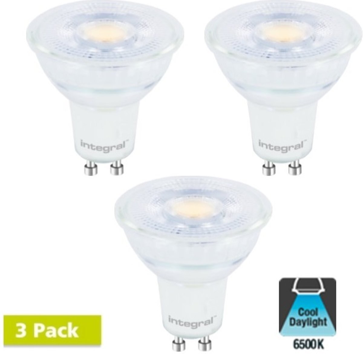 Integral 3 Pack - GU10 LED Spot - 4.7W - 6500K Daglicht Wit - Non Dimmable