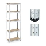 Relaxdays stellingkast, HxBxD: 180x60x30 cm, 500 kg, verzinkt staal, stellingrek voor kelder of garage, zilver